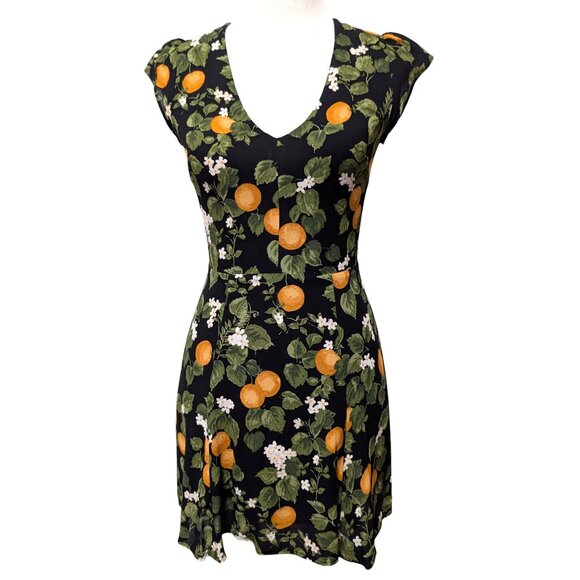 Reformation Womens Size 2 Devin Clementine Short Cap Sleeve Keyhole Mini Dress - Picture 1 of 10